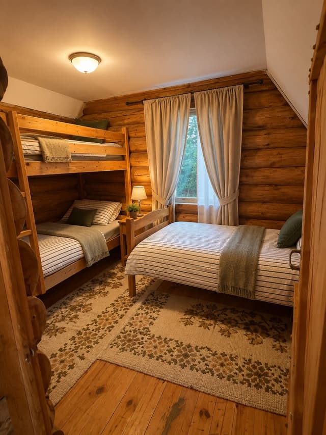 Bedroom with a bunk bed and a single bed on the second floor